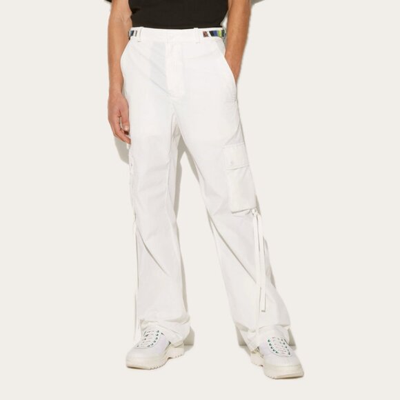 Emilio Pucci Silk Iride-Print Straight-Leg Cargo Straight Trousers (White Multi) - Picture 3 of 16